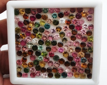 Natural Tourmaline Round Cut Loose Gemstone Lot 59 Pcs 4 MM 15 CT~ Natural tourmaline gemstone ~Round cut Loose multi tourmaline