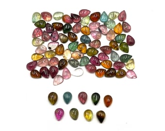 Natural Multi Tourmaline Pear Cabochon Loose Gemstone Lot 15 Pcs 5*7 MM 10 CT, Tourmaline Cabochon, Tourmaline Stone For making Jewelry