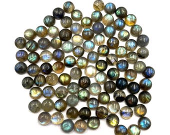 Natural Labradorite Round Cabochon Loose Gemstone Lot 65 Pcs 7 MM 100 CT , Labradorite Multi Fire Cabochon, Labradorite For Jewelry Making