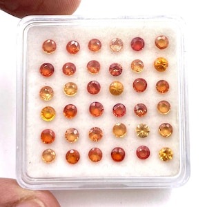 Natural Orange Sapphire Round Cut Loose Gemstone Lot 8 Pcs 3 MM 1 CT, Orange Sapphire Gemstone, Orange Sapphire Gemstone For Jewelry Making
