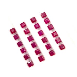 Natural Ruby Square Cut Loose Gemstone Lot 16 Pcs 3.50 MM 6 CT, Ruby Faceted Gemstone, Ruby Gemstone For Jewelry Making