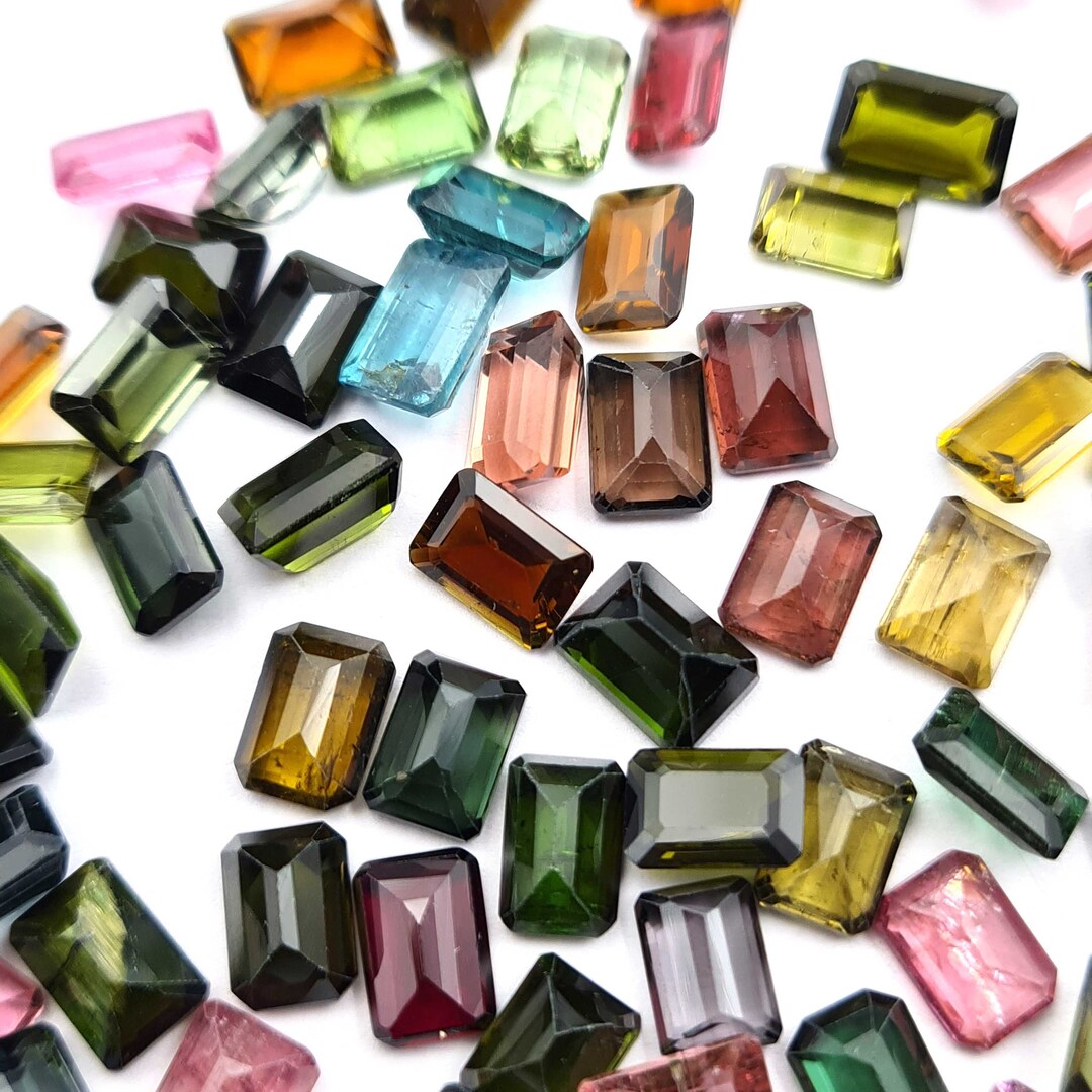 Natural Multi Tourmaline Octagon Cut Loose Gemstone 11 Pcs 57 Etsy