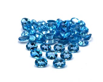 Natural Swiss Blue Topaz Oval Cut Loose Gemstone Lot 5 Pcs 6*8 MM 7 CT, Swiss Blue Topaz Gemstone, Blue Topaz Stone For Jewelry Making