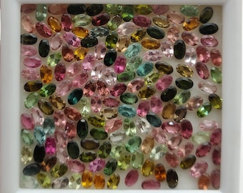 Natural Tourmaline Oval Cut Loose Gemstone Lot 82 Pcs 3*5 MM 20 CT, Multi Tourmaline Gemstone, Multi Tourmaline For Making Jewelry
