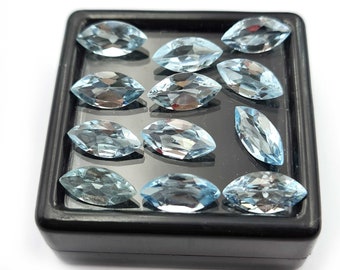 Natural Sky Blue Topaz Marquise Cut Loose Gemstone 11 Pcs 21 CT 6x12 MM, Blue Topaz Faceted, Marquise Topaz Gemstone For Jewelry Making