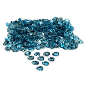 Natural London Blue Topaz Pear Cut Loose Gemstone Lot 22 Pcs 3*5 MM 5 CT, Topaz Faceted Stone, London Blue Topaz Stone For crafting Jewelry