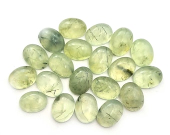 107 CT Natural Prehnite Loose Gemstone Oval Cabochon Lot 9 Pcs 12*16 MM, Prehnite Oval  Cabochon Loose Gemstone, Prehnite Stone For Jewelry