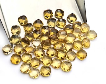 Natural Champagne Quartz Briolette Cut Cushion Loose Gemstone ,Champagne Quartz Cut Stone, 99 Pcs 7 MM 128 CT, Champagne For Jewelry Making