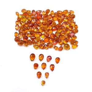 Natural Orange Sapphire Tear Drop Drilled Cut Loose Gemstone Lot 3 Pcs 2.50*3-4*6 MM3 CT, Orange Sapphire Gemstone For Jewelry Making