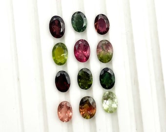 Natural Multi Tourmaline Oval Cut Loose Gemstone Lot 7 Pcs 5*7-6*8 MM 6 CT, Tourmaline Stone, Multi Tourmaline Stone For Jewelry Making