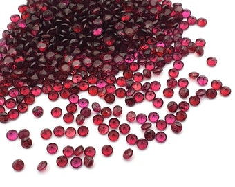 Natural 2.50 MM Garnet Round Cut Loose Gemstone Lot 100 Pcs ~ Red Garnet Loose Faceted Stone ~ Garnet Round Cut for making jewelry