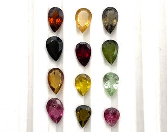 Natural Multi Tourmaline Pear Cut Loose Gemstone 16 Pcs 5*7-5.50*8 MM 10 CT, Tourmaline Cut Stone, Multi Tourmaline Stone For Jewelry Making