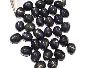 Natural Black Star Diopside Cabochon Oval Loose Gemstone Lot ~ 15 Pcs 10*12 MM 102 CT ~ Good Quality Black Asterism Diopside gemstone