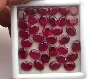 Natural Ruby Oval Cut Loose Gemstone Lot 4 Pcs 7 * 9 MM 10 CT ~ Natural Ruby gemstone ~ Oval Cut Ruby Gemstone
