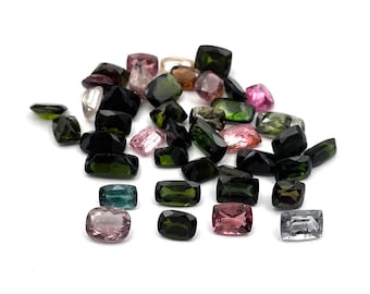 Natuurlijke multi-toermalijn kussen gesneden losse edelsteen lot 110 stuks 5 * 6-6 * 9 MM 10 CT, meerkleurige toermalijn steen voor het maken van sieraden