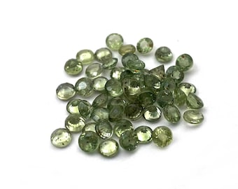 Natural Green Sapphire Round Cut Loose Gemstone Lot 10 Pcs 3.25 MM ,Green Sapphire Round Cut Gemstone, Green Sapphire For Jewelry Making