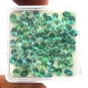 Natural Zambian Emerald Oval Faceted Loose Gemstone Lot 14 Pcs 3x4 MM 2 CT, Emerald Oval Cut, Emerald Gemstone For Jewelry Making