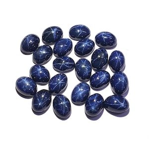 Natural Star Blue Sapphire Oval Cabochon Loose Gemstone 5 Pcs 5x7 MM 6 CT, Sapphire Diopside Star, Blue Star Sapphire Cabochon for jewelry