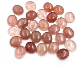 Strawberry Quartz Oval Cabochon Gemstone 11 Pcs 13*14.5-13*15 MM 103 CT, Natural Strawberry Quartz Loose Stone For Jewelry Making