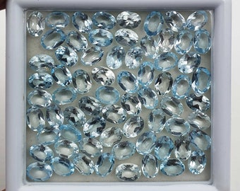Natural Sky Blue Topaz Oval Cut Loose Gemstone Lot 23 Pcs 5*7 MM 20 CT, Sky Blue Topaz Faceted Gemstone, Blue Topaz Stone For Jewelry Making