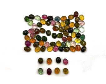 Natural Multi Tourmaline Oval Cabochon Gemstone 25 Pcs 4.50*5-4.5*5.50 MM 10 CT, Tourmaline Cabochon, Tourmaline Stone For making Jewelry