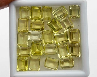 天然レモンクォーツ 八角形石 ルース ロット 45 個 7*9 MM 100 CT
