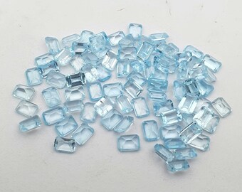 Natural Excellent Quality Sky Blue Topaz, Octagon Cut Loose Gemstone Lot 27 Pcs 5*7 MM 30 CT, Sky Blue Topaz Gemstone For Jewelry Making