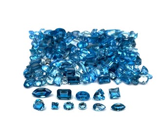 Natural Swiss Blue Topaz Mix Shape Cut Loose Gemstone Lot 27 Pcs 2.50-6*8 MM 10 CT, Blue Topaz Gemstone, Blue Topaz Stone For Jewelry Making
