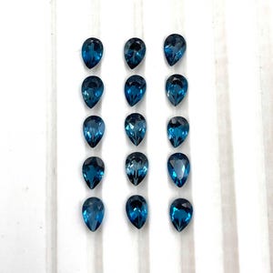 Natural London Blue Topaz Pear Cut Loose Gemstone Lot 12 Pcs 4*6 MM 6 CT, Topaz Faceted Stone, London Blue Topaz Stone For crafting Jewelry