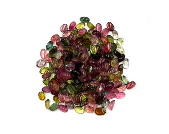 Cabochon ovale multitourmaline naturelle, lot de 45 pierres précieuses en vrac 3*5 mm 10 carats, cabochon de tourmaline, pierre de tourmaline pour la fabrication de bijoux