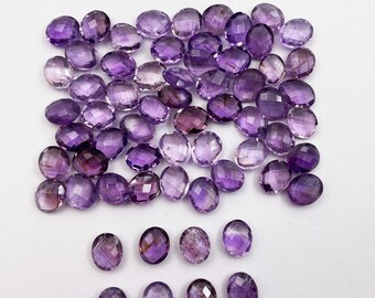 Natural Amethyst Oval Briolette Cut Loose Gemstone Lot 34 Pcs 9*11 MM 100 CT, Amethyst Cut Gemstone, Amethyst Stone For Making Jewelry