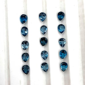Natural London Blue Topaz Pear Cut Loose Gemstone Lot 24 Pcs 3*4 MM 6 CT, Topaz Faceted Stone, London Blue Topaz Stone For crafting Jewelry