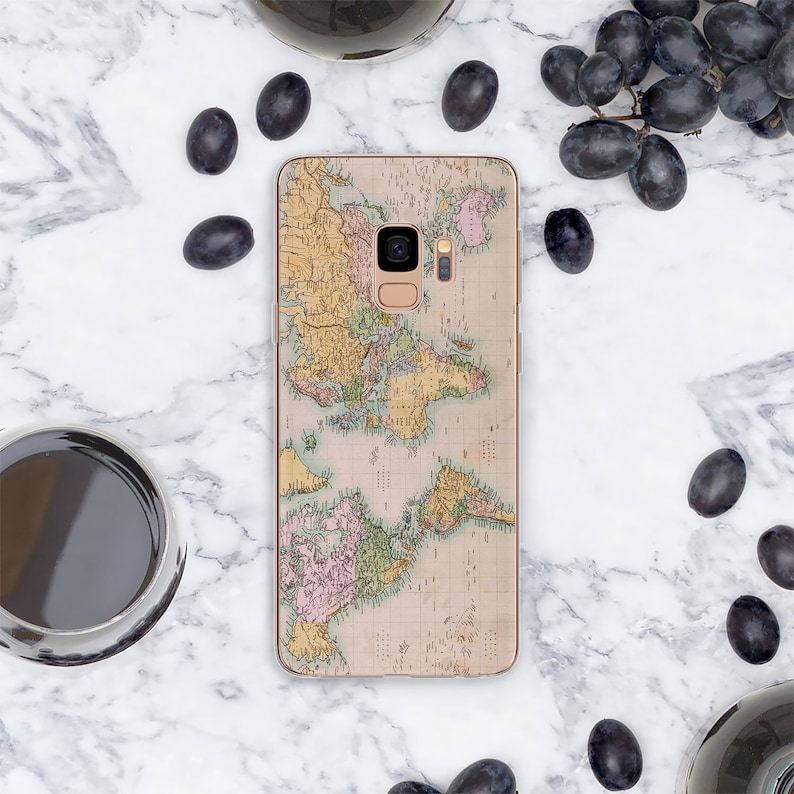 World Map Ocean Blue Watercolor Samsung S10 Case