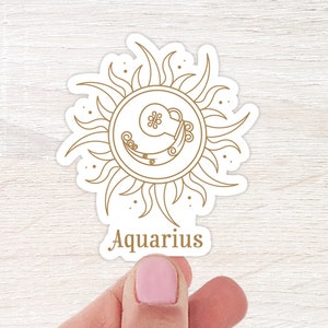 autocollant Verseau | Sticker thème du zodiaque | autocollant bouteille d'eau | Sticker imperméable | Sticker pour ordinateur portable | Autocollants d'astrologie | Autocollant en vinyle