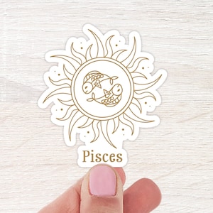 Sticker Poissons | Sticker thème du zodiaque | autocollant bouteille d'eau | Sticker imperméable | Sticker pour ordinateur portable | Autocollants d'astrologie | Autocollant en vinyle