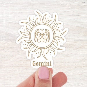 Sticker Gémeaux | Sticker thème du zodiaque | autocollant bouteille d'eau | Sticker imperméable | Sticker pour ordinateur portable | Autocollants d'astrologie | Autocollant en vinyle