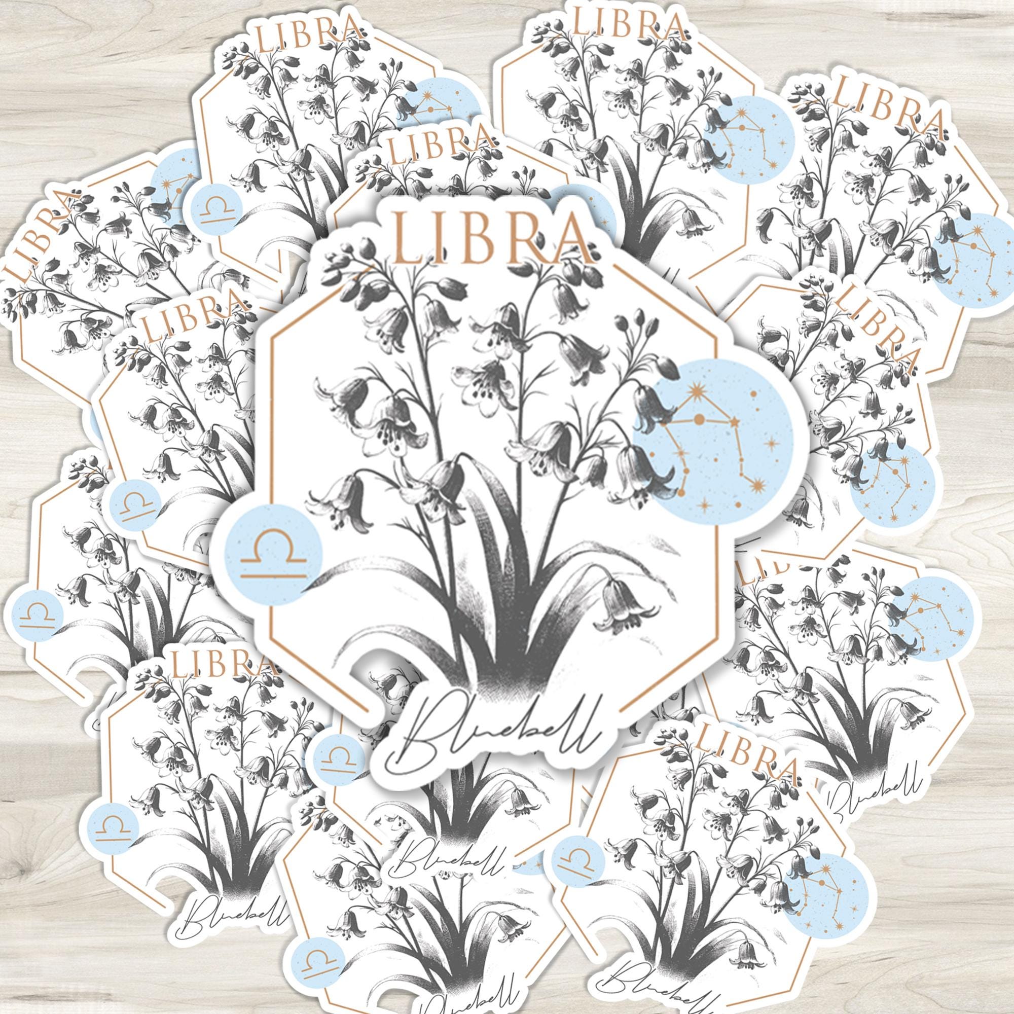Libra Birth Flower Sticker | Zodiac Theme Sticker | Water Bottle ...