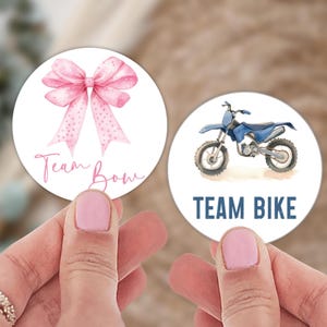 Team Bike or Team Bow Gender Reveal Stickers, Team Boy, Team Girl, Party Favor Stickers, Gender Sticker Set, Baby Gender Voting Stickers