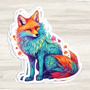 Vibrant Fox Sticker | Water Bottle Sticker | Colorful Animal Sticker | Notebook Sticker | Bright Color Sticker | Laptop Stickers | Vibrant