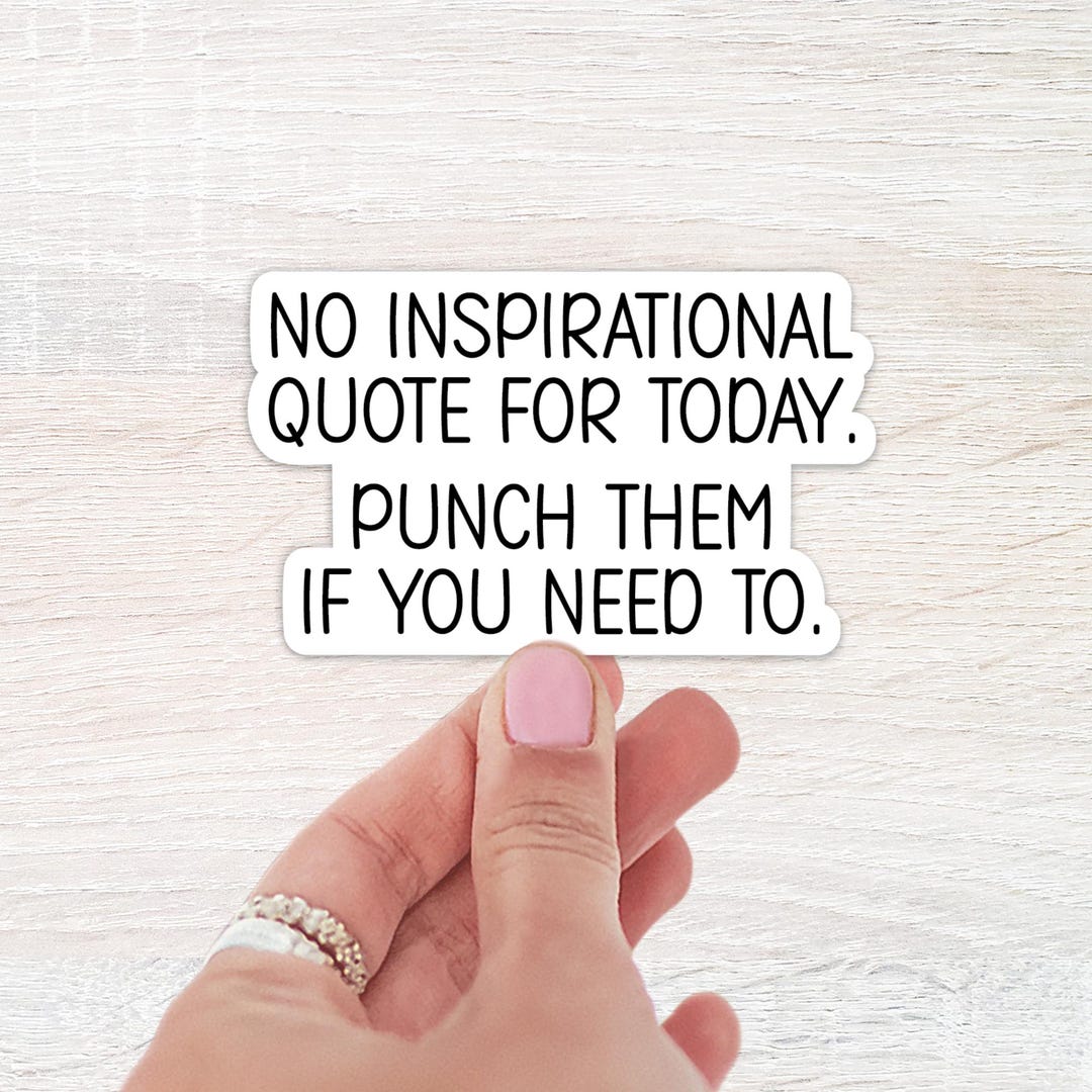 No Inspirational Quote for Today Punch Them Sticker, Water Bottle ...