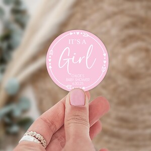 It&#39;s A Girl Baby Shower Sticker, Baby Shower Party Favors, Heart Arrow Pink Baby Shower Sticker, Personalized Baby Shower Sticker, Girl Baby