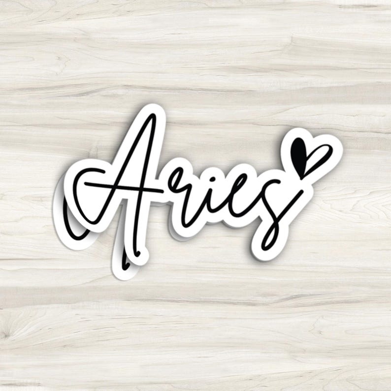 Aries Script Sticker | Zodiac Sticker | Waterbottle Sticker ...