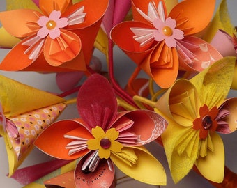 Origami paper flower bouquet