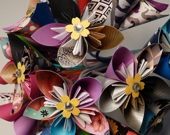 Origami paper flower bouquet