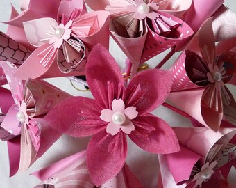 Origami paper flower bouquet