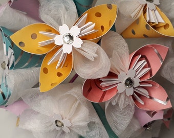 Origami paper flower bouquet