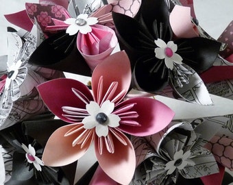 Origami paper flower bouquet