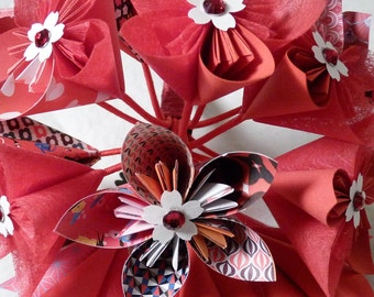 Origami paper flower bouquet