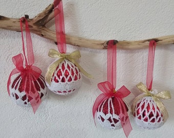 Décorations de Noël, boules de Noël au crochet, jeu de 4 pièces