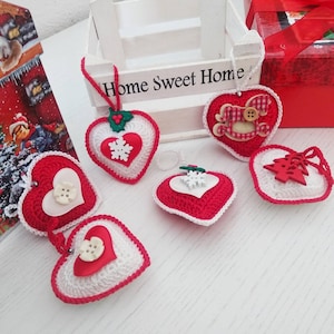 Decorazioni natalizie con cuori, set di 6 pezzi